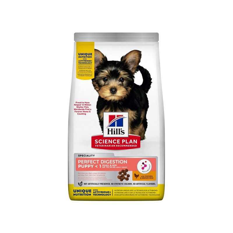 Hill's Pet Nutrition - Science Plan Perfect Digestion Small & Mini Puppy Pollo Riso Integrale 1,5 kg - 