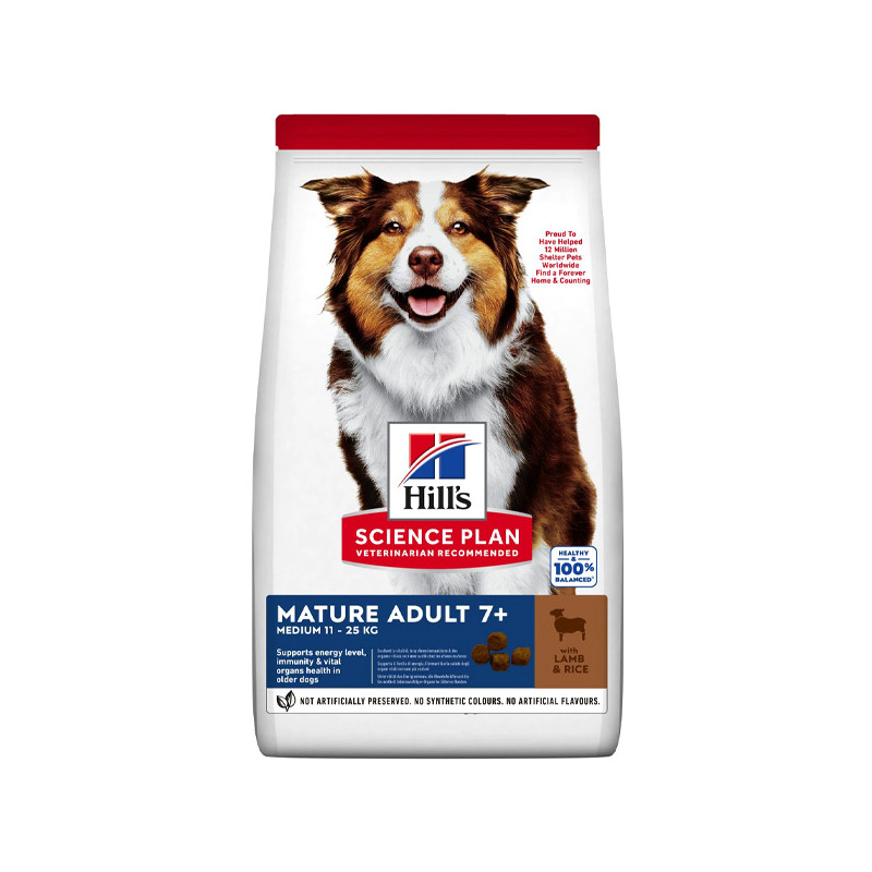 Hill's Pet Nutrition - Science Plan Mature Adult 7+ Medium con Agnello e Riso 14 KG - 