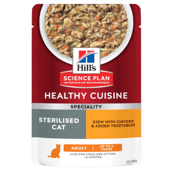 Hill's Pet Nutrition - Science Plan Healthy Cuisine Sterilised Cat Adult Spezzatino con Pollo 12x80gr.