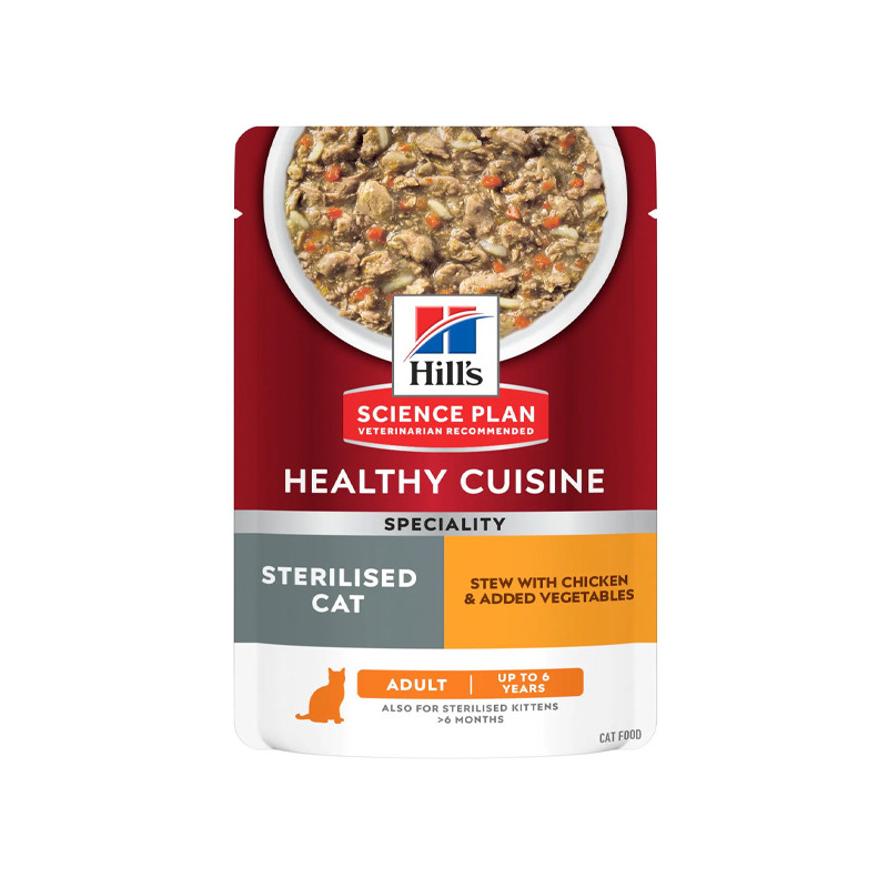 Hill's Pet Nutrition - Science Plan Healthy Cuisine Sterilised Cat Adult Spezzatino con Pollo 12x80gr. - 