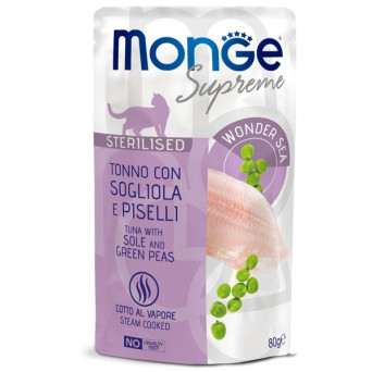 Monge - Supreme Sterilised Adult Pezzetti di Tonno con Sogiola e Piselli