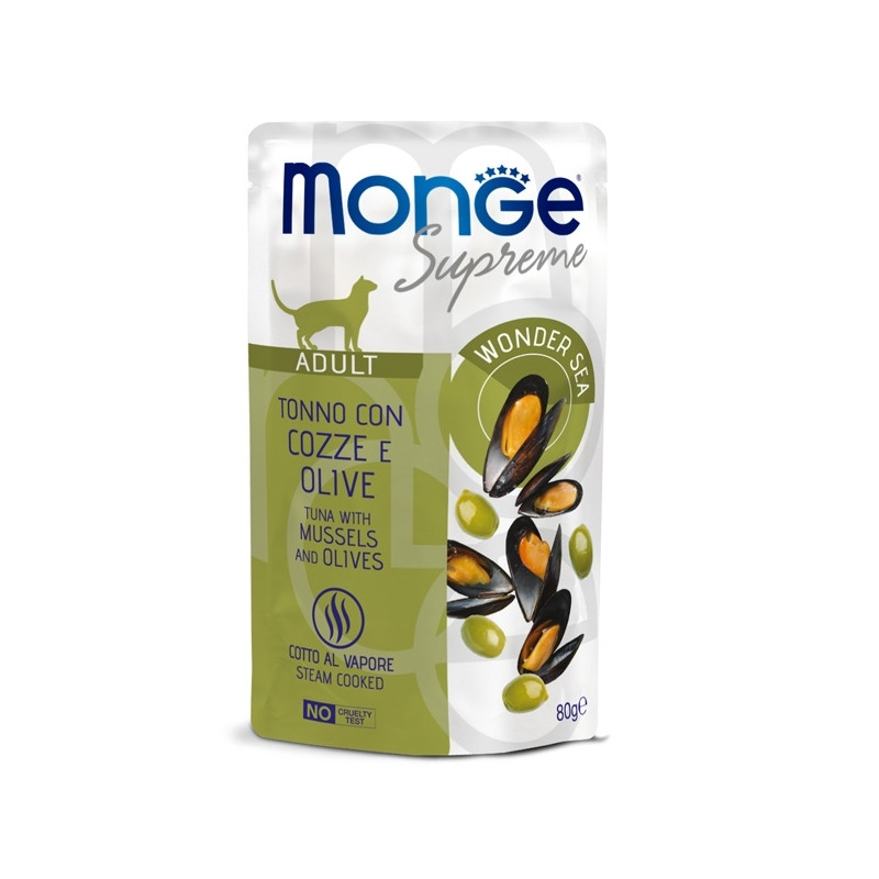 Monge - Supreme Adult Pezzetti di Tonno con Cozze e Olive - 