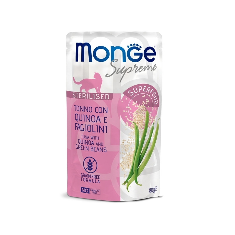 Monge - Supreme Sterilised Adult Pezzetti di Tonno con Quinoa e Fagiolini - 