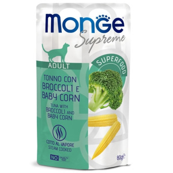 Monge - Supreme Adult Pezzetti di Tonno con Piselli e Baby Mais 80 gr. - 