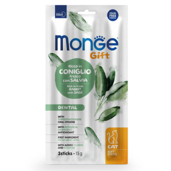 Monge – Snack-Geschenk für Erwachsene, weiche Sticks Dental, reich an frischem Kaninchen mit Salbei, 45 g.