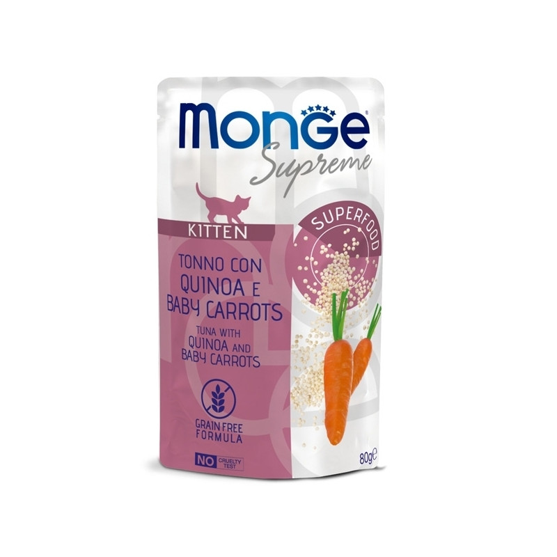 Monge - Supreme Kitten Tuna Pieces with Quinoa and Baby Carrots 80 gr. - 