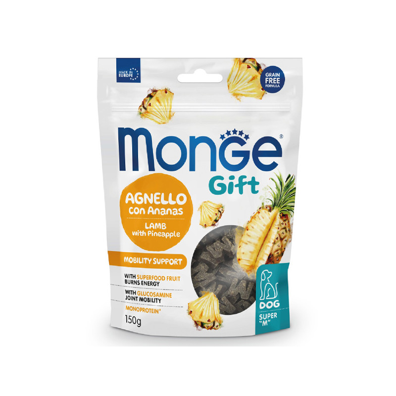 Monge - Snack Geschenk Hund Erwachsene Super M Mobilitätsunterstützung Agnello con Ananas 150 gr. - 