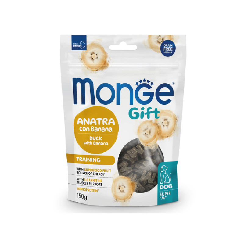 Monge - Snack Gift Dog Adult Super M Training Anatra con Banana 150 gr. - 