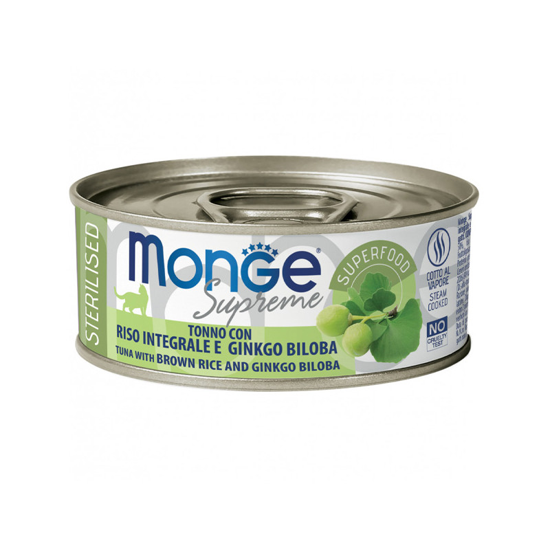 Monge - Supreme Sterilised Adult Cat Tuna Brown Rice and Ginkgo Biloba 80 gr. - 