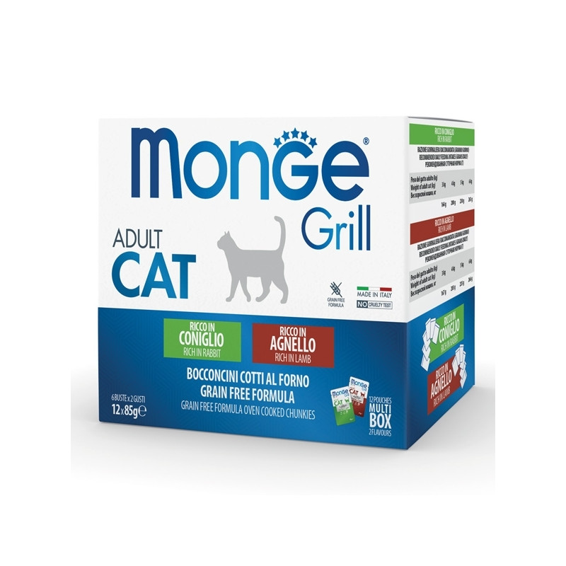 Monge - Grill Adult Multibox Mix Coniglio - Agnello 12 x 85 Gr. - 