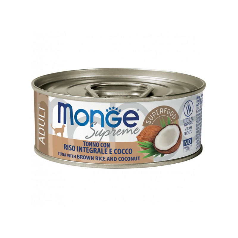 Monge – Supreme Adult Cat Thunfisch mit braunem Reis und Kokosnuss 80 gr. - 