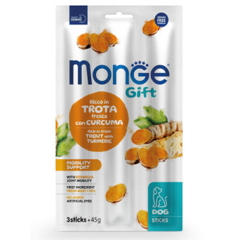 Monge - Snack Dog Sticks Adult Mobility Support Ricco in Trota Fresca con Curcuma 45 gr. - 