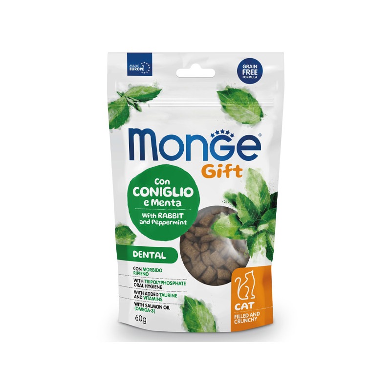 Monge - Snack-Geschenk für Erwachsene Dental coniglio e Menta gefüllt und knusprig 60 gr. - 