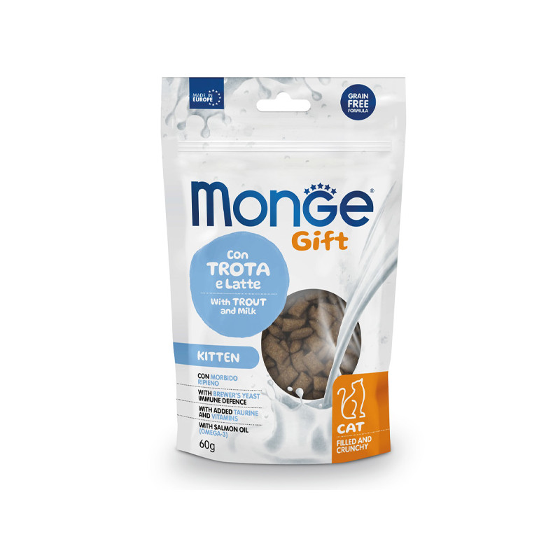 Monge - Snack Gift Kitten Trota e Latte gefüllt und knusprig 60 gr. - 