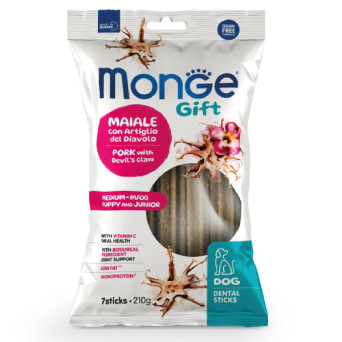 Monge - Snack Gift Puppy & Junior Medium Maxi Stick Dental Maiale con Artiglio Del Diavolo 210 gr.