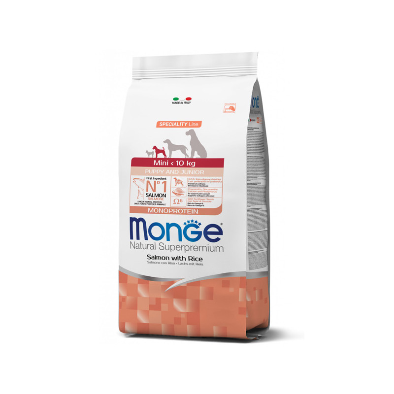 Monge – Natürlicher Superpremium Mini Puppy & Junior Lachs mit Reis 2,50 kg. - 