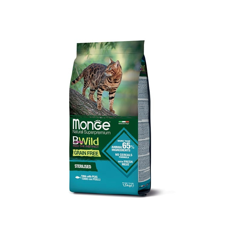 Monge - BWild Grain Free Sterilized Adult with Tuna and Peas 1.5 KG. - 