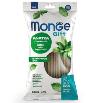 Monge - Snack Gift Adult Medium Maxi Stick Dental Anatra con Menta 270 gr.