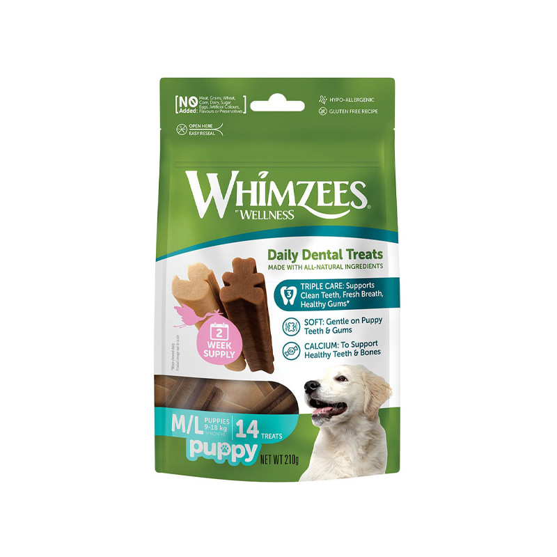 Whimzees - Puppy vegetable snack for dental cleaning (M-L 14 PCS.) - 