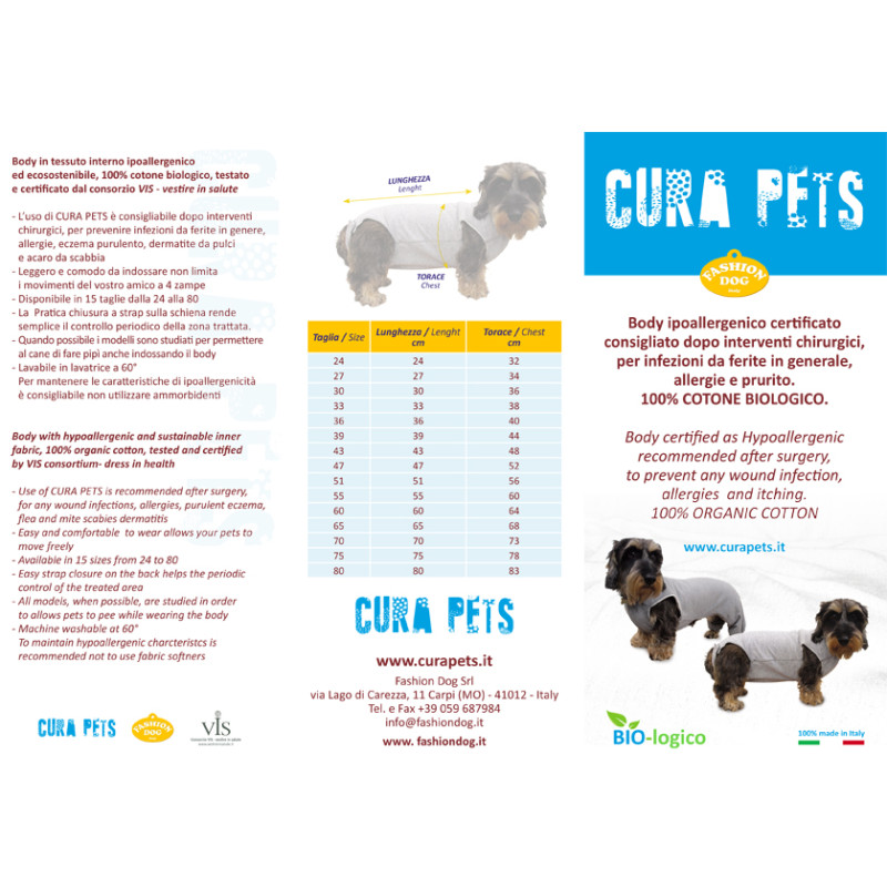 Fashion Dog - Cura Pets Body Post Operatorio Aperto Sotto Taglia 30 - 