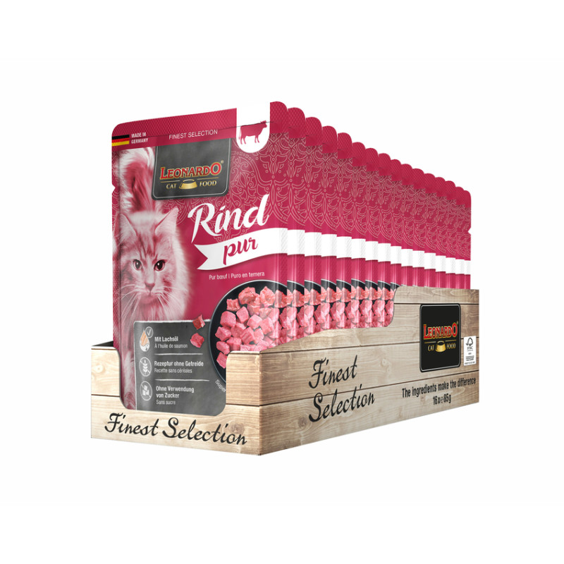 Leonardo Reines Rindfleisch 85 gr.x 16 Beutel - 