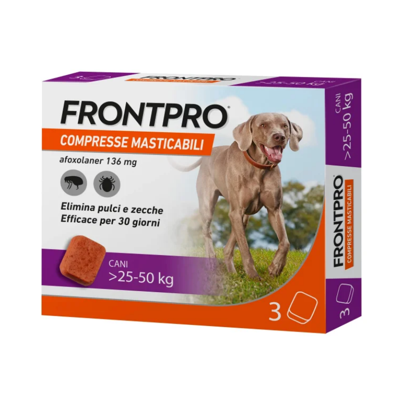 FRONTPRO 3 CHEWABLE TABLETS FOR DOGS 25-50KG (136MG) - 