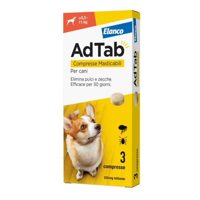 AdTab Dogs 5.5-11 Kg 3 Tablets (225 Mg) - 