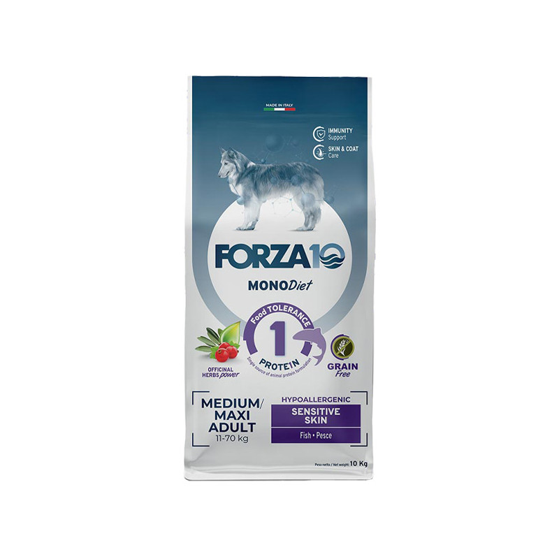 Forza10 - DOG Medium Maxi Diät Monoproteinhaut mit Fisch 10 kg - 