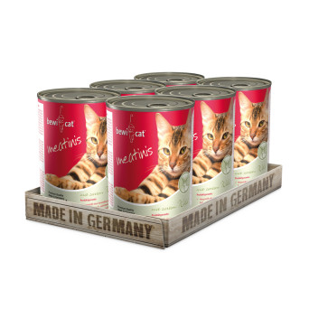 BEWI CAT Wet Meatinis Game 400g x 6 cans - 