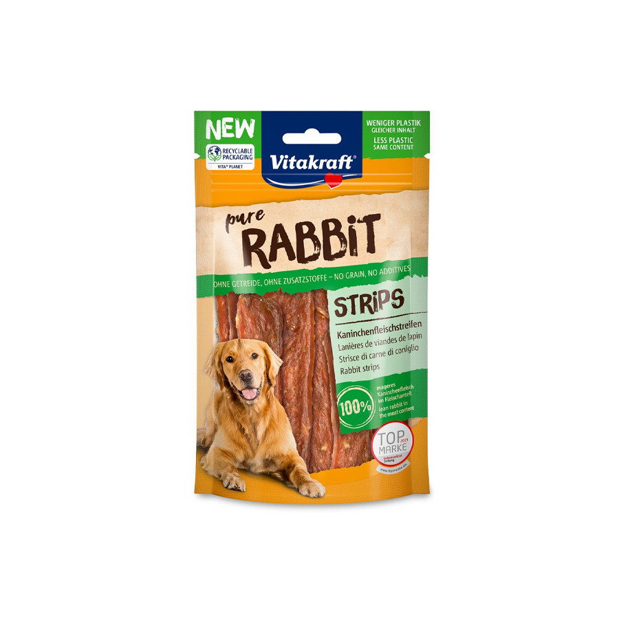 Vitakraft - Dog Snack Pure Rabbit Strisce di Carne di Coniglio - 