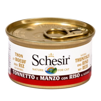 Schesir Gatto Tonnetto con Filetti di Manzo e Riso al Naturale 85 gr.