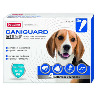 BEAPHAR CANIGUARD DUO DOG Spot-on 10-20 kg. 4 Pipetten.