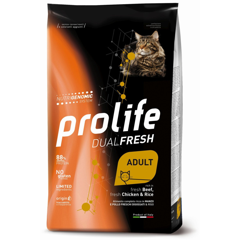 Prolife Gatto Dual Fresh Adult  Manzo Pollo Riso 1,5 kg - 