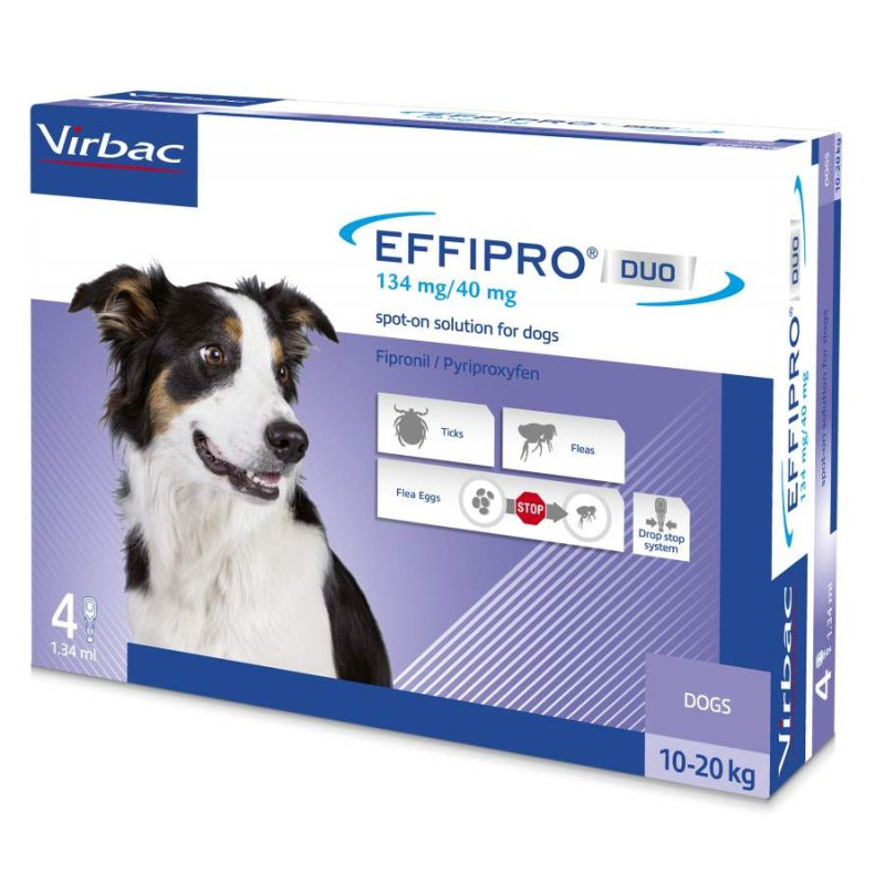 VIRBAC Effipro Duo Dog 10-20 kg (4 pipettes) - 