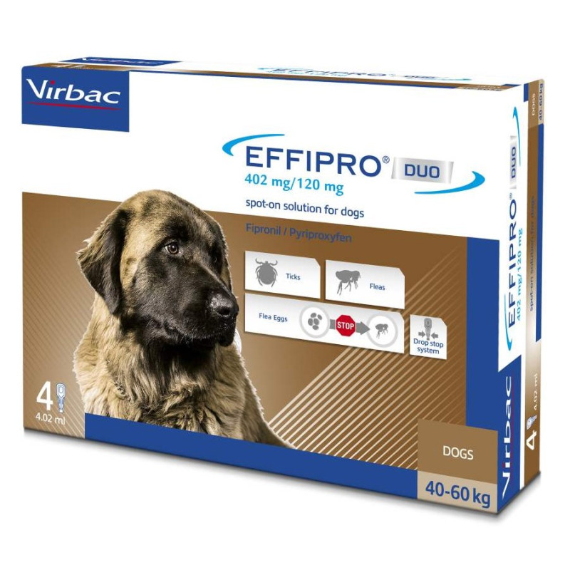 VIRBAC Effipro Duo Dog 40-60 kg (4 pipettes) - 