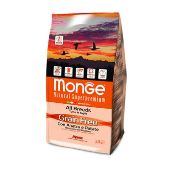 MONGE Natural Superpremium Grain Free mit Ente und Kartoffeln - Alle Rassen 12 kg