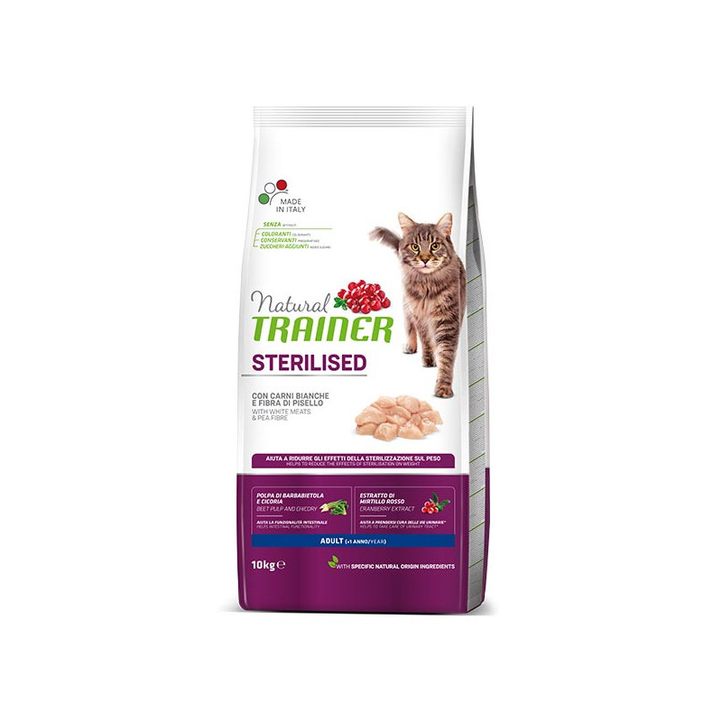 Trainer Natural Gatto adult Sterilised con carni bianche 10 kg - 