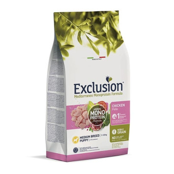 EXCLUSION MEDITERRANEO Monoproteico Puppy Medium Size Chicken 12 Kg.