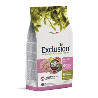 EXCLUSION MEDITERRANEO Monoproteico Puppy Large Size Chicken 12 Kg.