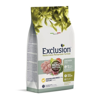 EXCLUSION MEDITERRANEO Monoproteic Mature medium Chicken 12 Kg.