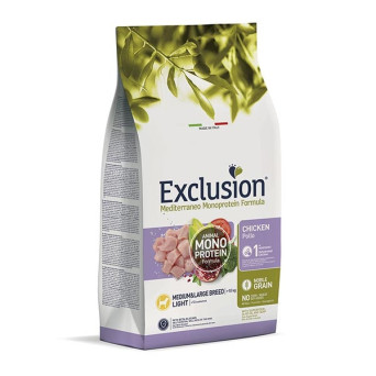 EXCLUSION Mediterraneo Monoproteico Light medium chicken 3 kg