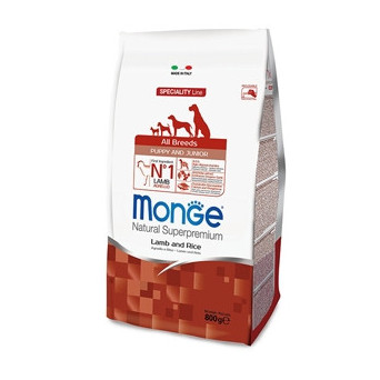 MONGE Natural Superpremium All Breeds Puppy & Junior Agnello e Riso 800 gr. - 