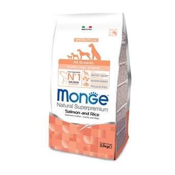 MONGE Natural Superpremium All Breeds Puppy & Junior Lachs und Reis 800 gr.