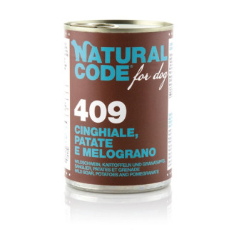 NATURAL CODE - Für Hund 409 Wildschwein, Kartoffeln und Granatapfel 400 gr.