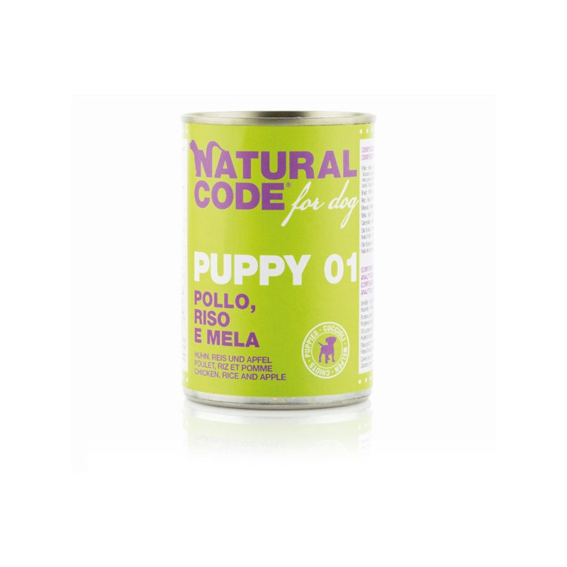 NATURAL CODE - For Dog Puppy 01 Pollo,Riso e Mela 400 gr. - 