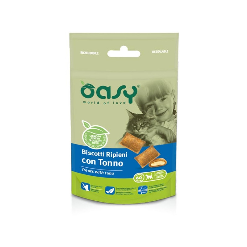 Oasy - Snack Biscotti Ripieni per Gatto con Tonno 60 gr. - 