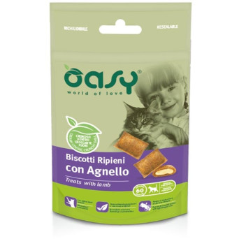 Oasy - Snack gefüllte Kekse für Katze mit Lamm 60 gr.