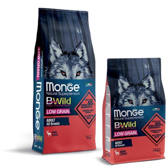 MONGE BWild Low Grain Adult All Breeds with Deer 12 kg.