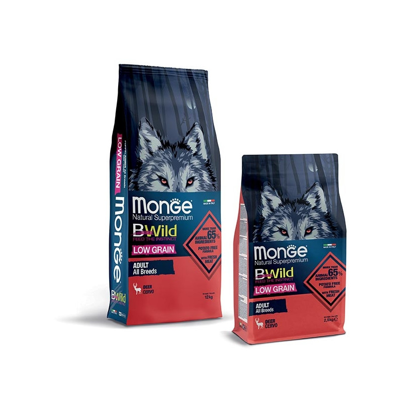 MONGE BWild Low Grain Adult All Breeds con Cervo 12 kg. - 