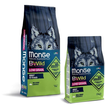 MONGE BWild Low Grain Adult Alle Rassen mit Wildschwein 12 kg.